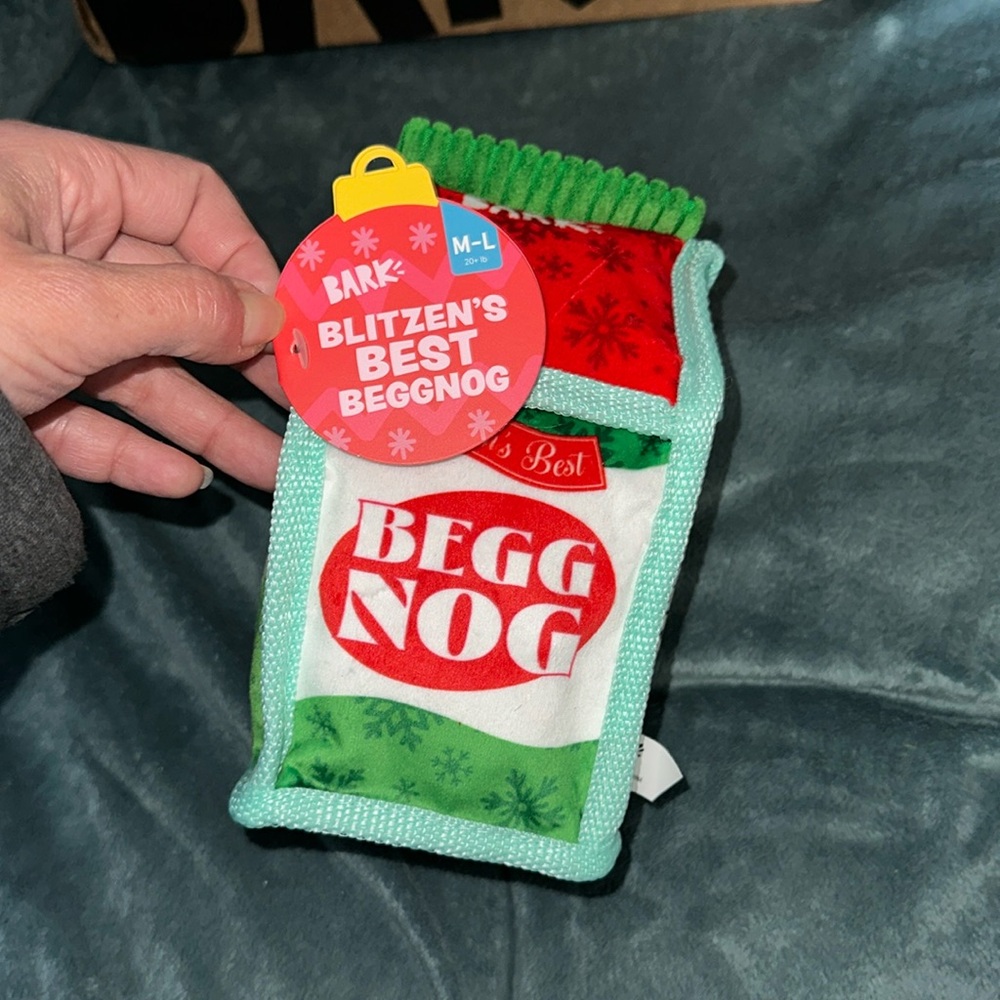 Bark Blitzen’s Best Beggnog M-L 20+ lbs dog toy New with tags